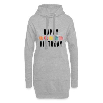 HAPPY BIRTHDAY. JOYEUX ANNIVERSAIRE. ANNIVERSAIRE. - Sweat-shirt à capuche long Femme - gris chiné - Devant