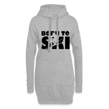Né pour skier - Sweat-shirt à capuche long Femme - gris chiné - Devant