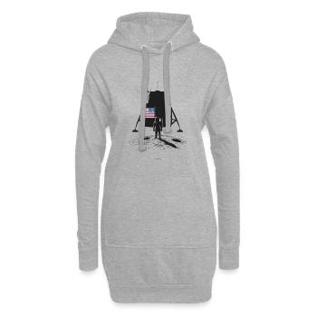 Mondlandung Astronaut und Flagge - Hoodie-Kleid - Grau meliert - Vorne