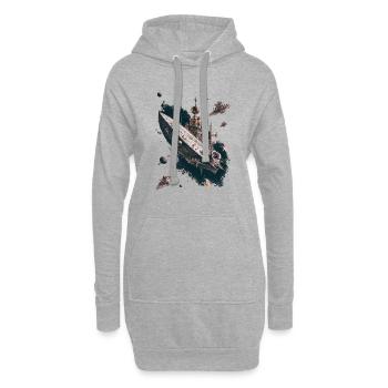 Aventure en vaisseau spatial aux confins de l’espace - Sweat-shirt à capuche long Femme - gris chiné - Devant