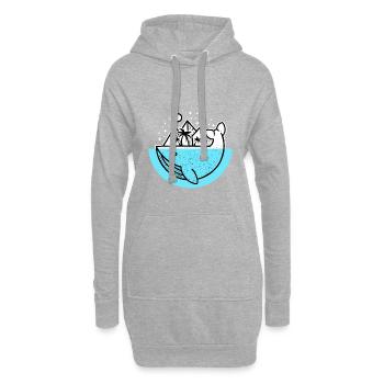 sur la baleine - Sweat-shirt à capuche long Femme - gris chiné - Devant