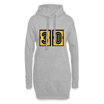 30. 30 ANS. 30e ANNIVERSAIRE. ANNIVERSAIRE 30 ANS. - Sweat-shirt à capuche long Femme - gris chiné - Devant