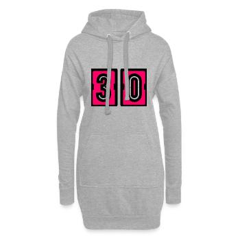 30. 30 ANS. 30e ANNIVERSAIRE. ANNIVERSAIRE 30 ANS. - Sweat-shirt à capuche long Femme - gris chiné - Devant