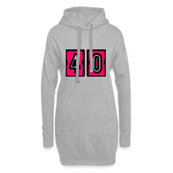 40. 40 ANS. 40e ANNIVERSAIRE. ANNIVERSAIRE 40 ANS. - Sweat-shirt à capuche long Femme - gris chiné - Devant