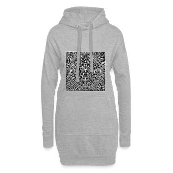 Zentangle Maya Kalender - Hoodie-Kleid - Grau meliert - Vorne