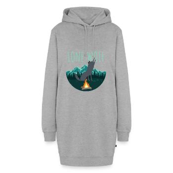 Lone Wolf | Vollmond Mond Geisttier Rudel Geschenk - Hoodie-Kleid - Grau meliert - Vorne