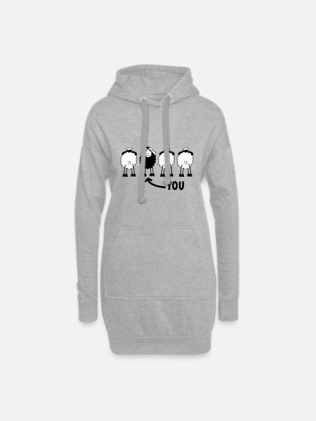 Das schwarze Schaf, das du bist. anders sein - Hoodie-Kleid - Grau meliert