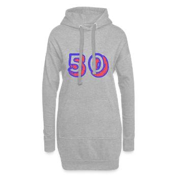 50. 50 ANS. 50e ANNIVERSAIRE. ANNIVERSAIRE 50 ANS. - Sweat-shirt à capuche long Femme - gris chiné - Devant