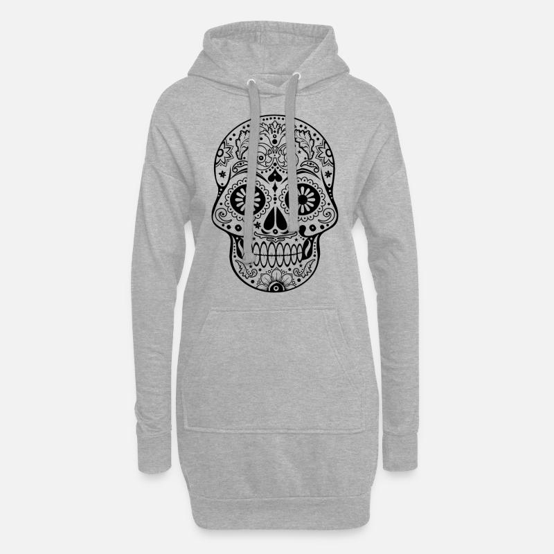 Gothic Ornaments Sugar Skull - black - Hoodie-Kleid - Grau meliert