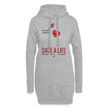 Save a life! CPR - Hoodie-Kleid - Grau meliert - Vorne