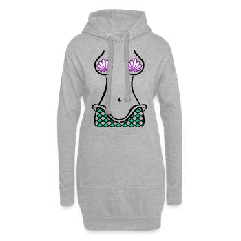 Meerjungfrau Kostüm Muscheln BH - Hoodie-Kleid - Grau meliert - Vorne
