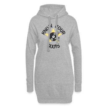 Know Your Roots Platte Audio Retro Musik Hifi Nerd - Hoodie-Kleid - Grau meliert - Vorne