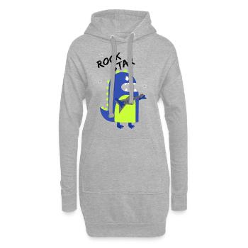Dinosaure rock star - Sweat-shirt à capuche long Femme - gris chiné - Devant
