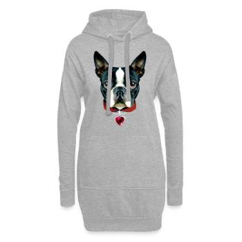 02 Boston Terrier J'aime le coeur d'amour de coeur - Sweat-shirt à capuche long Femme - gris chiné - Devant