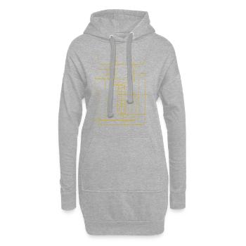 Abstraktes Design (gelb) - Hoodie-Kleid - Grau meliert - Vorne