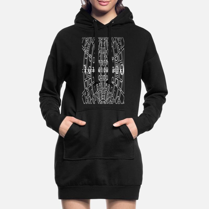 Binary Code Abstract (white) Hoodie Dress