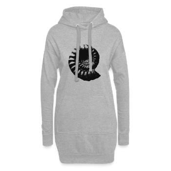 Fossil Geschenkidee Ammonit Urzeit Geschenk - Hoodie-Kleid - Grau meliert - Vorne