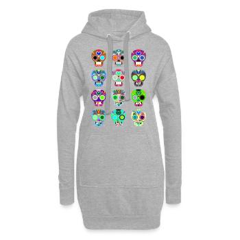 Crâne crâne - Sweat-shirt à capuche long Femme - gris chiné - Devant
