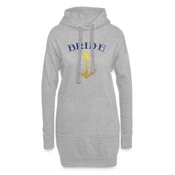 Cadeau de célibataire mariée avec motif ancre - Sweat-shirt à capuche long Femme - gris chiné - Devant