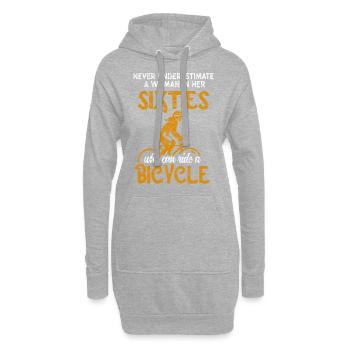 Femme de 60 ans à vélo retraité - Sweat-shirt à capuche long Femme - gris chiné - Devant