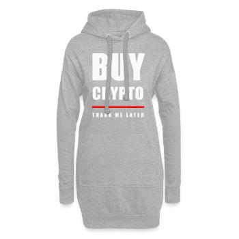 Acheter crypto - Sweat-shirt à capuche long Femme - gris chiné - Devant