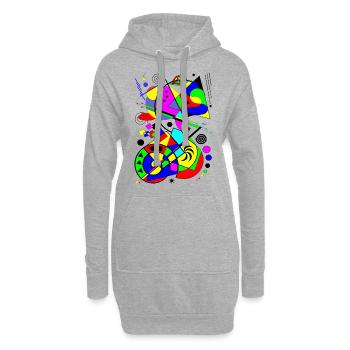 abstrakte Kunst bunte Muster bunte Farben Formen - Hoodie-Kleid - Grau meliert - Vorne