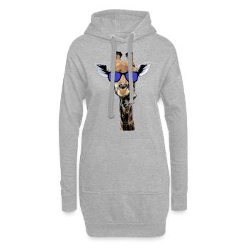 coole Giraffe mit Sonnenbrille, witziges Geschenk - Hoodie-Kleid - Grau meliert - Vorne