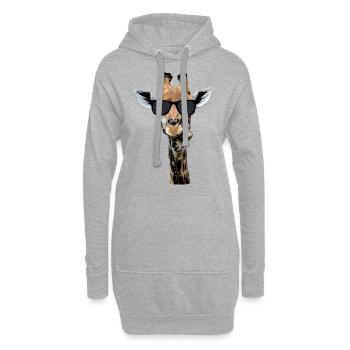 girafe cool avec des lunettes de soleil, cadeau drôle - Sweat-shirt à capuche long Femme - gris chiné - Devant