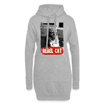 Rebel Cat - Grumpy Cat - Katze - Hoodie-Kleid - Grau meliert - Vorne
