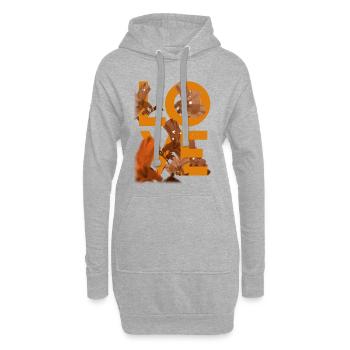 Amour - Amour - Fleurs - Fleurs - Je t'aime - Sweat-shirt à capuche long Femme - gris chiné - Devant