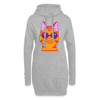 Katze Sommer Orange - Hoodie-Kleid - Grau meliert - Vorne