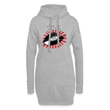 Vinyl ist Freiheit - Musik - Vogel - Retro - Hoodie-Kleid - Grau meliert - Vorne