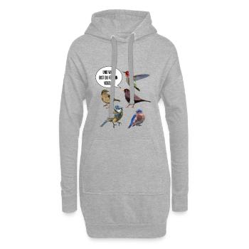 Vögel - Hoodie-Kleid - Grau meliert - Vorne