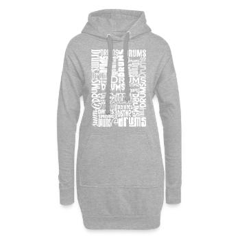 Drums Schlagzeug Percussion - Hoodie-Kleid - Grau meliert - Vorne