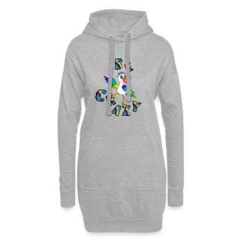 BE CRAZY Regenbogen Schriftzug mit Moewe - Hoodie-Kleid - Grau meliert - Vorne