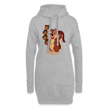 Eichhoernchen mit Haselnuessen und Daumen hoch - Hoodie-Kleid - Grau meliert - Vorne