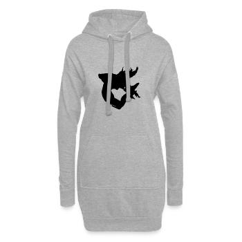 dance moderne - Sweat-shirt à capuche long Femme - gris chiné - Devant