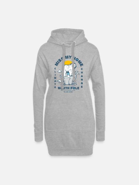 Eisbear Arktis Klimawandel Nordpol Eisschmelze - Hoodie-Kleid - Grau meliert
