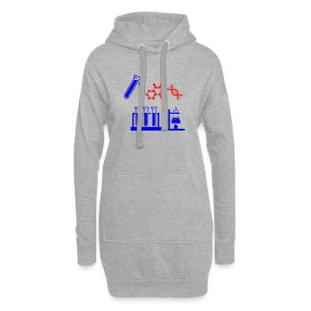 Labor Chemie Biologie blau-rot - Hoodie-Kleid - Grau meliert - Vorne