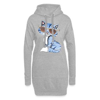 coole Katze - Hoodie-Kleid - Grau meliert - Vorne