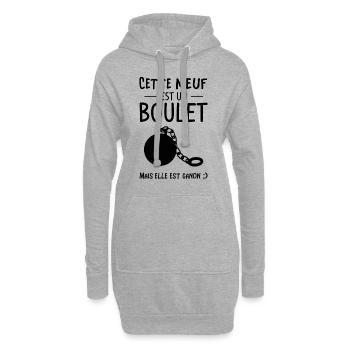 Cette Meuf est un Boulet mais elle est canon - Sweat-shirt à capuche long Femme - gris chiné - Devant