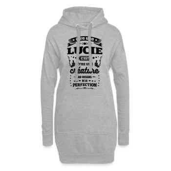NOM - PRÉNOM - LUCIE - Sweat-shirt à capuche long Femme - gris chiné - Devant