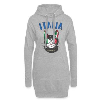 Italien Fußball Katzen Maskottchen Fan Flagge - Hoodie-Kleid - Grau meliert - Vorne