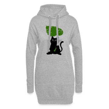 Pflanze und Katze Kawaii süßes Tier Design - Hoodie-Kleid - Grau meliert - Vorne