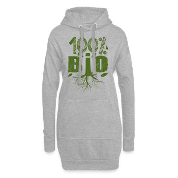 100 % Bio, agriculture biologique, producteur bio - Sweat-shirt à capuche long Femme - gris chiné - Devant