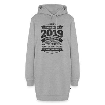 FABRIQUÉ EN 2019 - Sweat-shirt à capuche long Femme - gris chiné - Devant