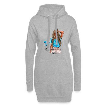 Meerweh Mädchen Illustration - Hoodie-Kleid - Grau meliert - Vorne