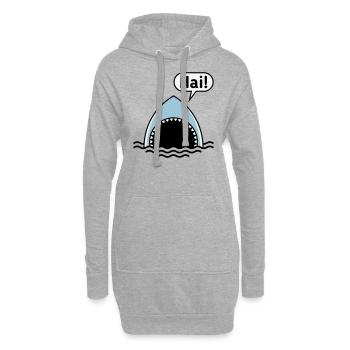 Hai! (Haifisch / Sprechblase / Comic / Cartoon) - Hoodie-Kleid - Grau meliert - Vorne