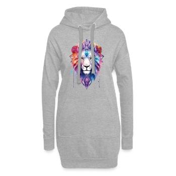 Lion Lion Head Cosmic Galaxy Universe Art - Sweat-shirt à capuche long Femme - gris chiné - Devant