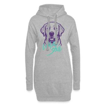 Labrador – Amical, joueur et aimant la famille - Sweat-shirt à capuche long Femme - gris chiné - Devant